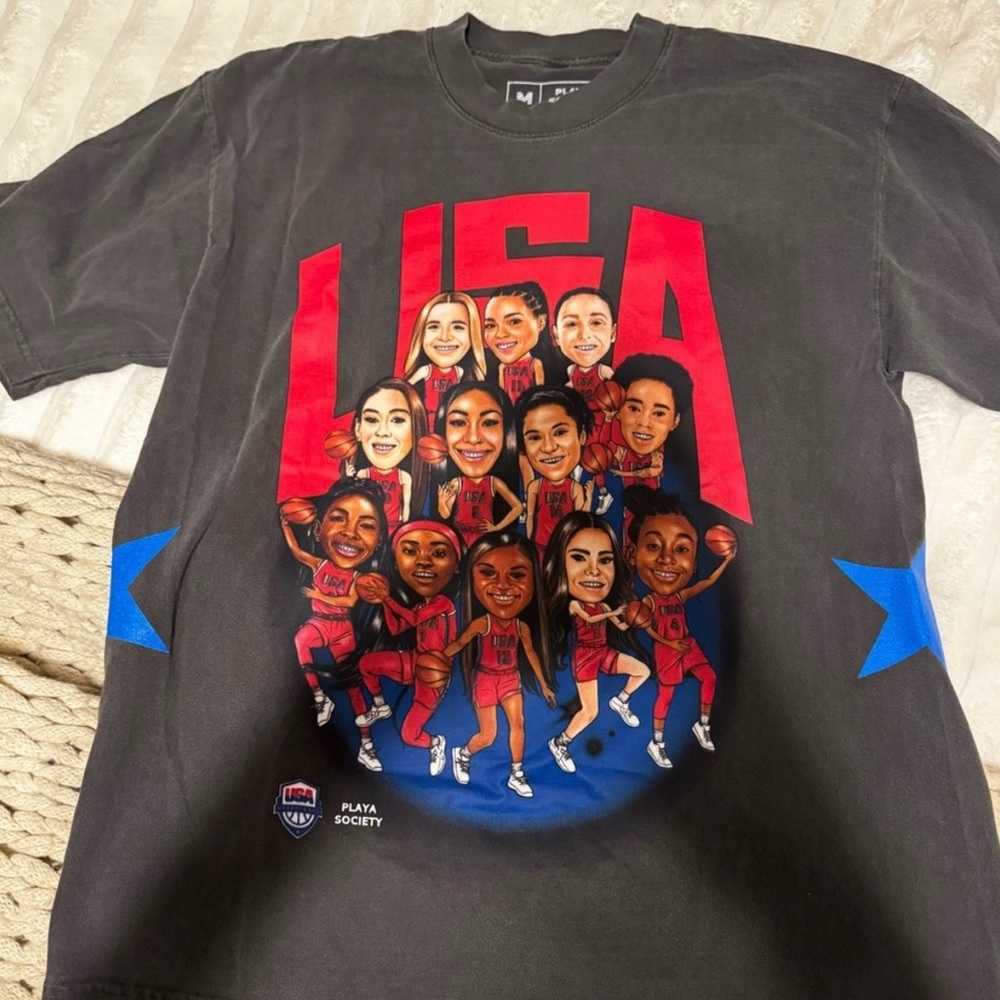 Society Kids USA Basketball Graphic Tee - Black and Red